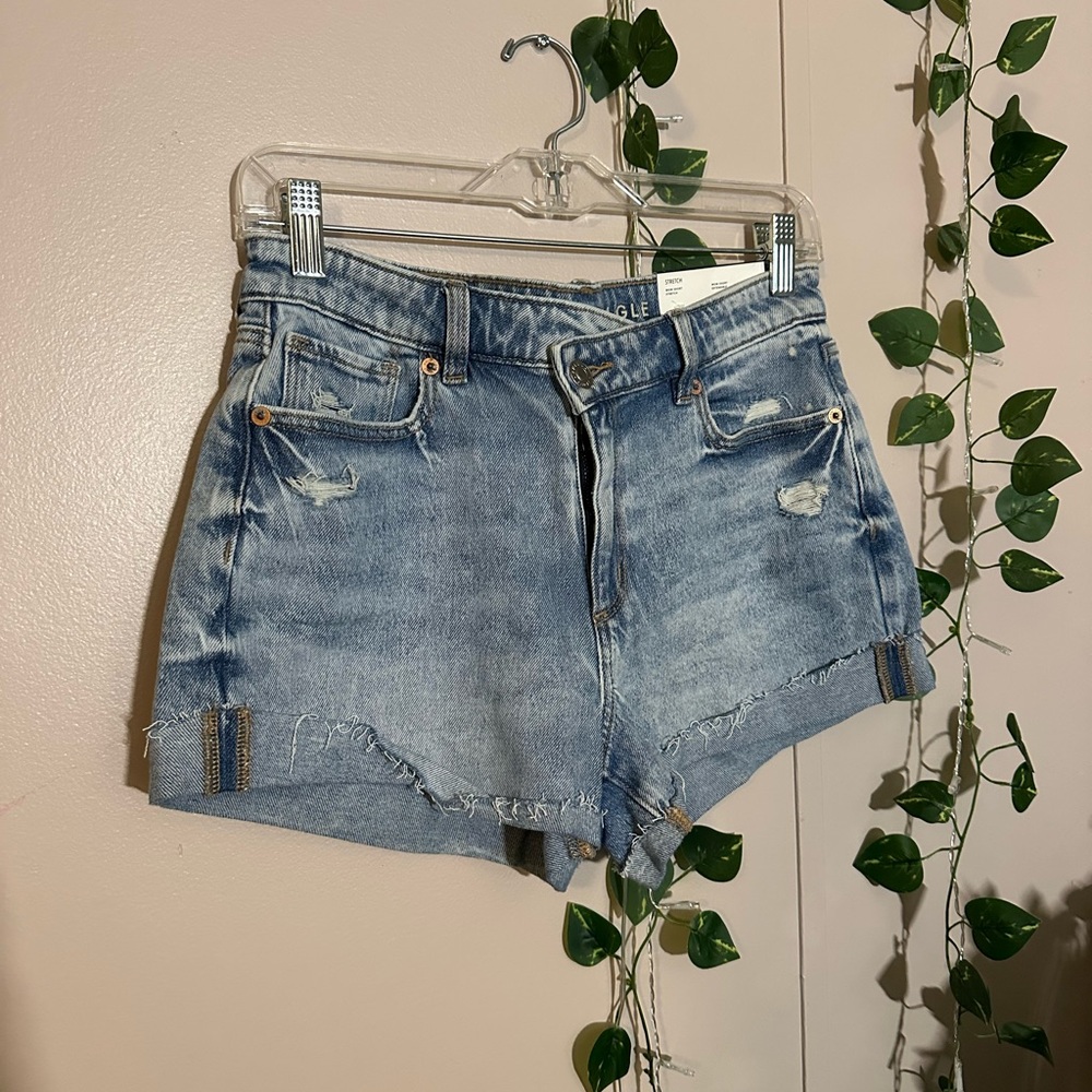 American Eagle Blue Denim Women Mom Shorts